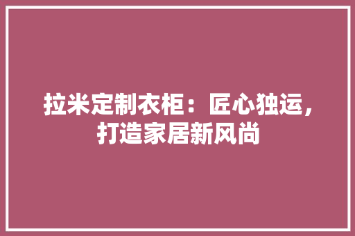 拉米定制衣柜：匠心独运，打造家居新风尚