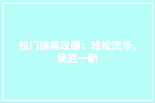 拉门除霉攻略：轻松洗净，焕然一新