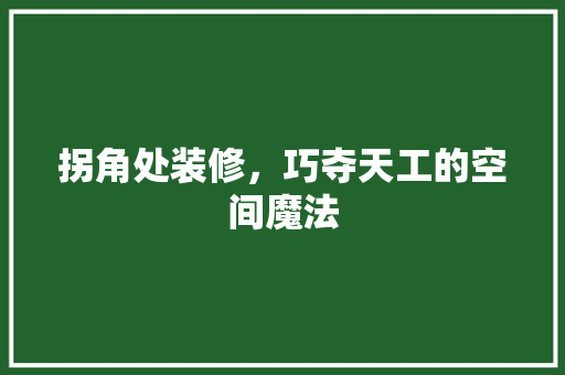 拐角处装修，巧夺天工的空间魔法 室内设计