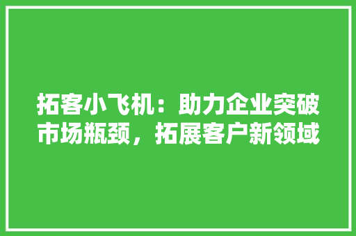 拓客小飞机：助力企业突破市场瓶颈，拓展客户新领域 室内设计