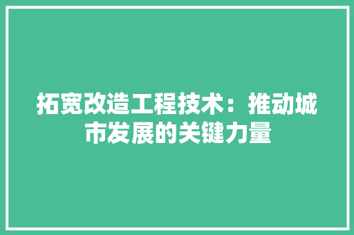 拓宽改造工程技术：推动城市发展的关键力量 室内设计