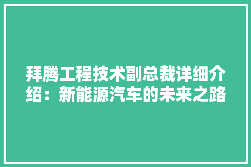 拜腾工程技术副总裁详细介绍：新能源汽车的未来之路