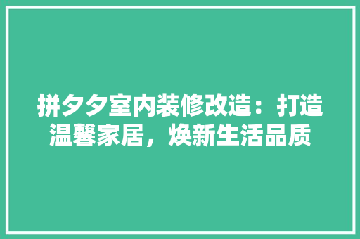 拼夕夕室内装修改造：打造温馨家居，焕新生活品质 室内设计