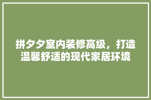拼夕夕室内装修高级，打造温馨舒适的现代家居环境 室内设计