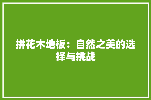 拼花木地板：自然之美的选择与挑战 室内设计