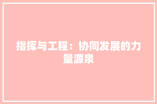 指挥与工程：协同发展的力量源泉 室内设计