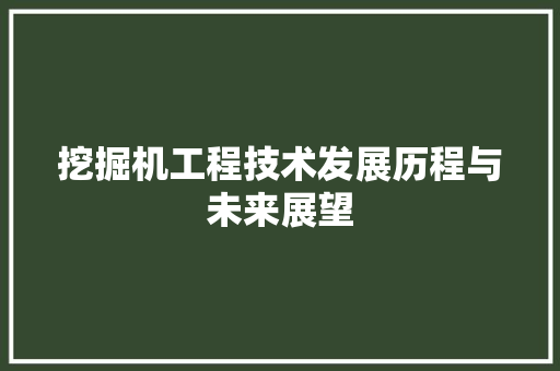挖掘机工程技术发展历程与未来展望 室内设计