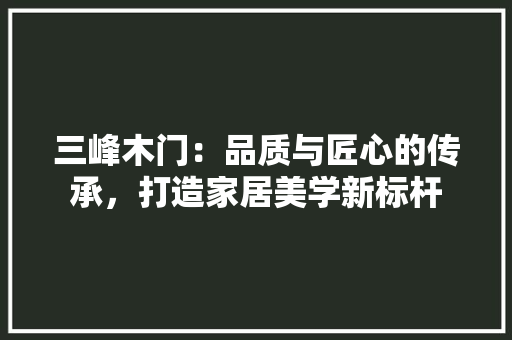 三峰木门：品质与匠心的传承，打造家居美学新标杆 现代风格装饰