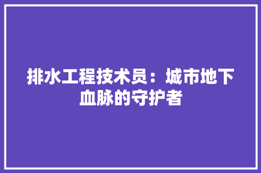 排水工程技术员：城市地下血脉的守护者 室内设计