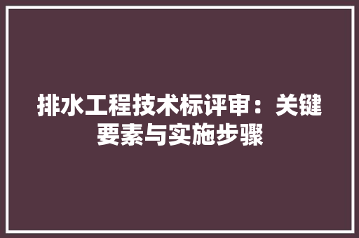 排水工程技术标评审：关键要素与实施步骤 室内设计