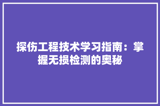 探伤工程技术学习指南：掌握无损检测的奥秘 室内设计