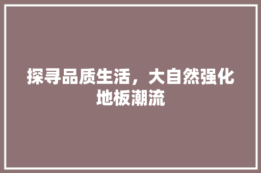 探寻品质生活，大自然强化地板潮流 室内设计