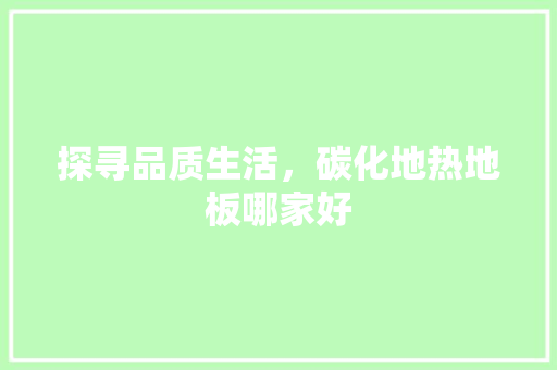 探寻品质生活，碳化地热地板哪家好 室内设计