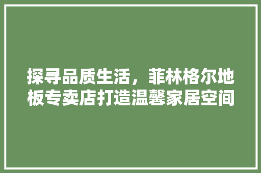 探寻品质生活，菲林格尔地板专卖店打造温馨家居空间 室内设计
