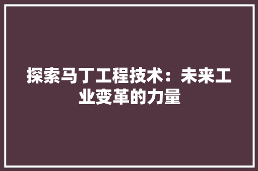 探索马丁工程技术：未来工业变革的力量 室内设计