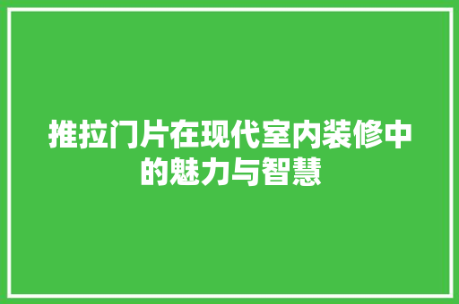 推拉门片在现代室内装修中的魅力与智慧