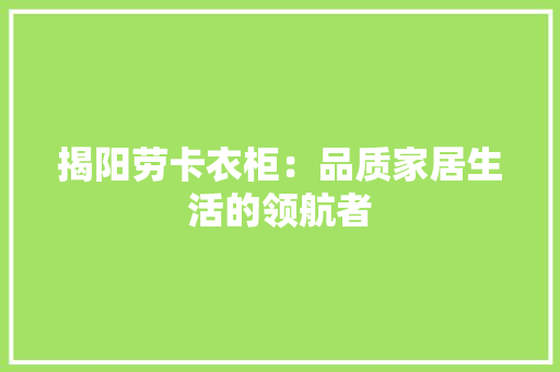 揭阳劳卡衣柜：品质家居生活的领航者 室内设计