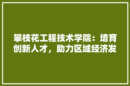 攀枝花工程技术学院：培育创新人才，助力区域经济发展 室内设计