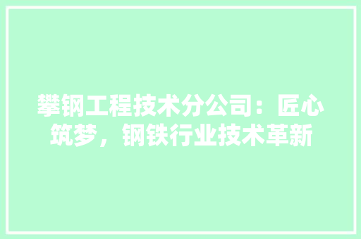 攀钢工程技术分公司：匠心筑梦，钢铁行业技术革新 室内设计