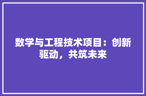 数学与工程技术项目：创新驱动，共筑未来