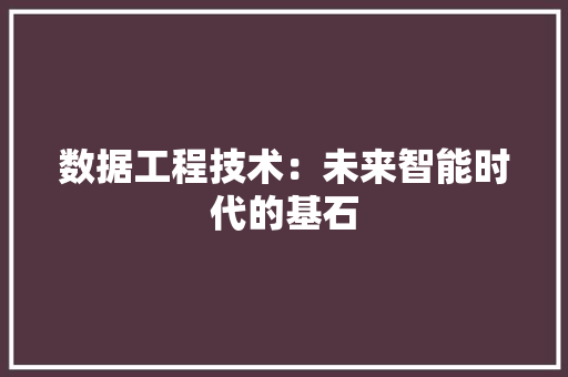 数据工程技术：未来智能时代的基石