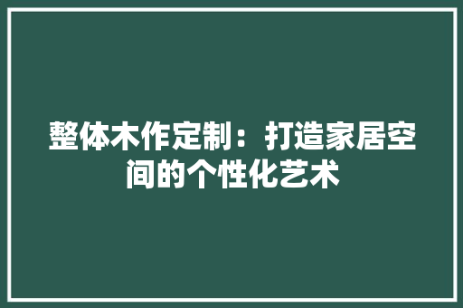 整体木作定制：打造家居空间的个性化艺术 室内设计