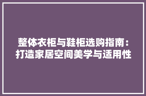 整体衣柜与鞋柜选购指南：打造家居空间美学与适用性的完美结合 室内设计