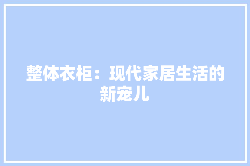 整体衣柜：现代家居生活的新宠儿 室内设计