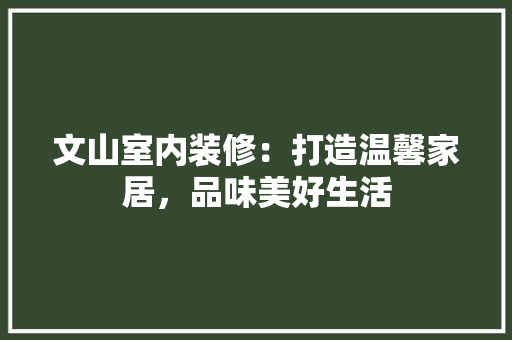 文山室内装修：打造温馨家居，品味美好生活 室内设计