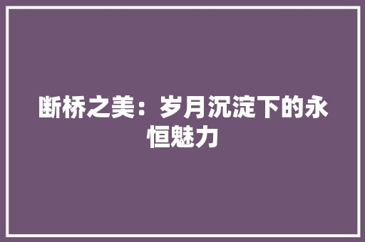 断桥之美：岁月沉淀下的永恒魅力 室内设计