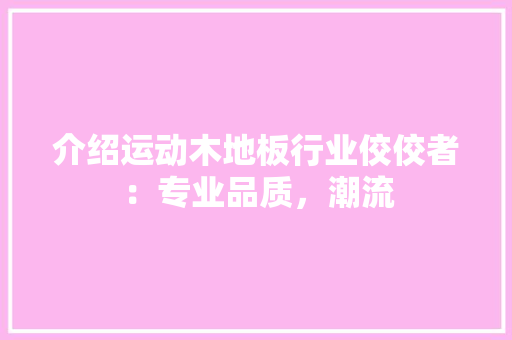 介绍运动木地板行业佼佼者：专业品质，潮流 家居装修