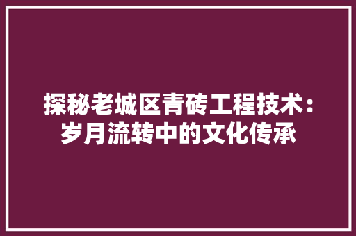 探秘老城区青砖工程技术：岁月流转中的文化传承