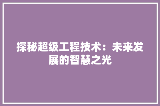 探秘超级工程技术：未来发展的智慧之光 室内设计