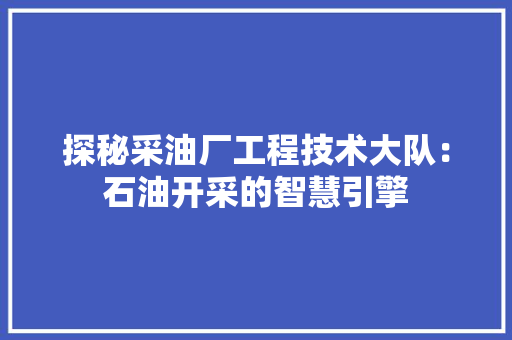 探秘采油厂工程技术大队：石油开采的智慧引擎 室内设计