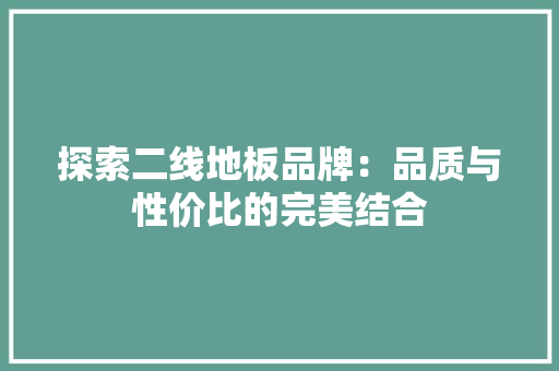 探索二线地板品牌：品质与性价比的完美结合 室内设计