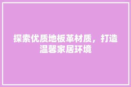 探索优质地板革材质，打造温馨家居环境 室内设计