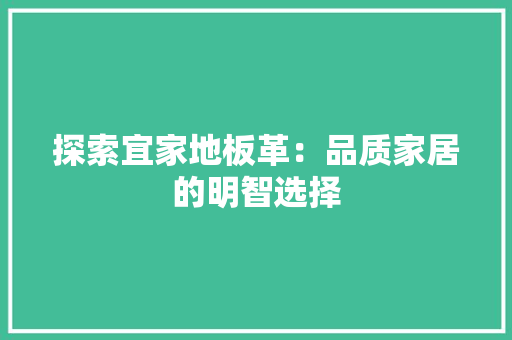 探索宜家地板革：品质家居的明智选择 室内设计