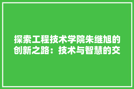 探索工程技术学院朱继旭的创新之路：技术与智慧的交融 室内设计