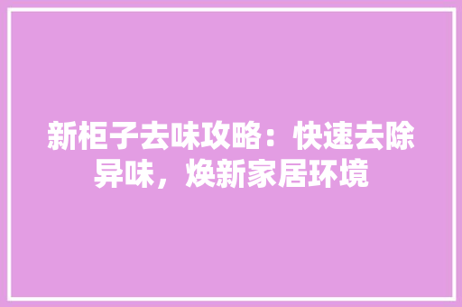 新柜子去味攻略：快速去除异味，焕新家居环境 室内设计