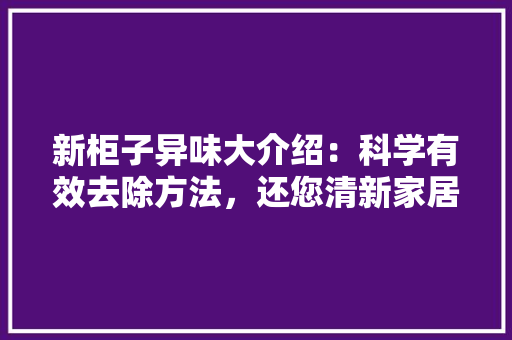 新柜子异味大介绍：科学有效去除方法，还您清新家居环境 室内设计