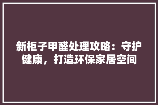 新柜子甲醛处理攻略：守护健康，打造环保家居空间 室内设计