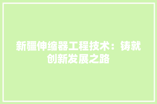 新疆伸缩器工程技术：铸就创新发展之路 室内设计