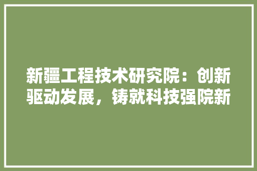 新疆工程技术研究院：创新驱动发展，铸就科技强院新篇章 室内设计