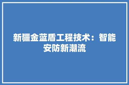 新疆金蓝盾工程技术：智能安防新潮流 室内设计