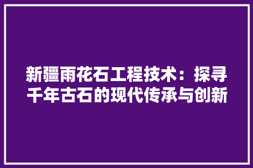 新疆雨花石工程技术：探寻千年古石的现代传承与创新 室内设计