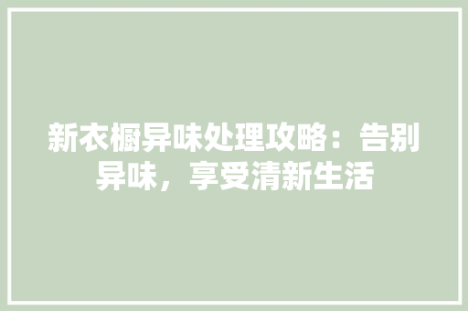 新衣橱异味处理攻略：告别异味，享受清新生活 室内设计