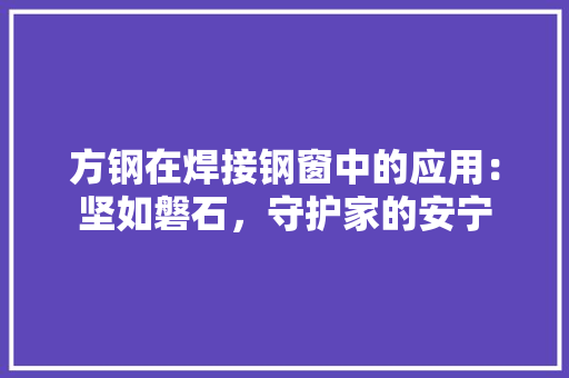 方钢在焊接钢窗中的应用：坚如磐石，守护家的安宁 室内设计