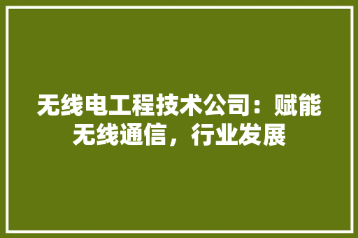 无线电工程技术公司：赋能无线通信，行业发展 室内设计