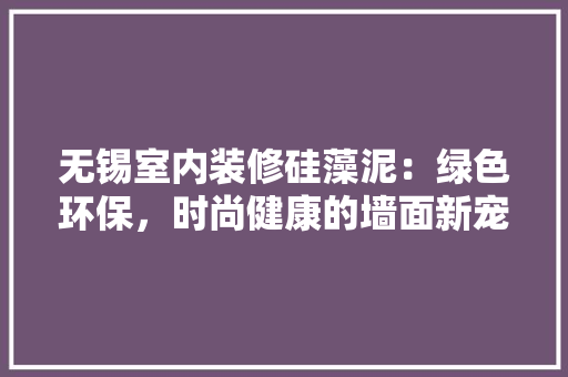 无锡室内装修硅藻泥：绿色环保，时尚健康的墙面新宠 室内设计