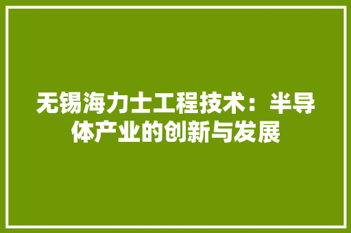 无锡海力士工程技术：半导体产业的创新与发展